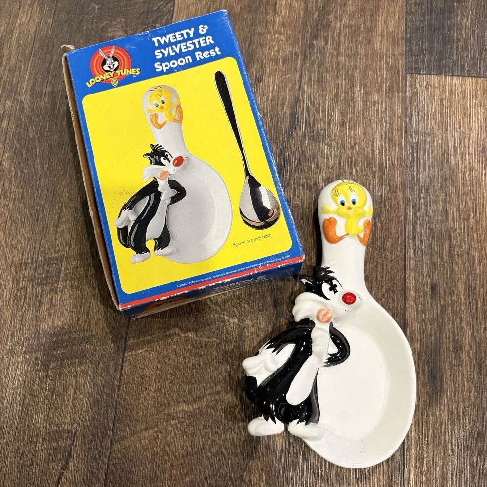 Vintage 1997 Looney Tunes Tweety & Sylvester Ceramic Spoon Rest w/ Box - Picture 5 of 7